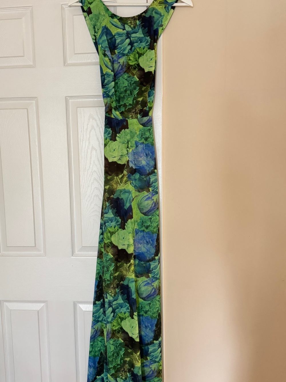 ASOS Green & Blue Floral Cross Back Maxi Dress